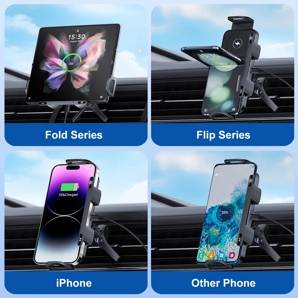 Wireless Charger for Samsung Dual Coil Fold Screen Screen Car Fast Charging Station For Samsung Galaxy Z Fold Flip 6 5 4