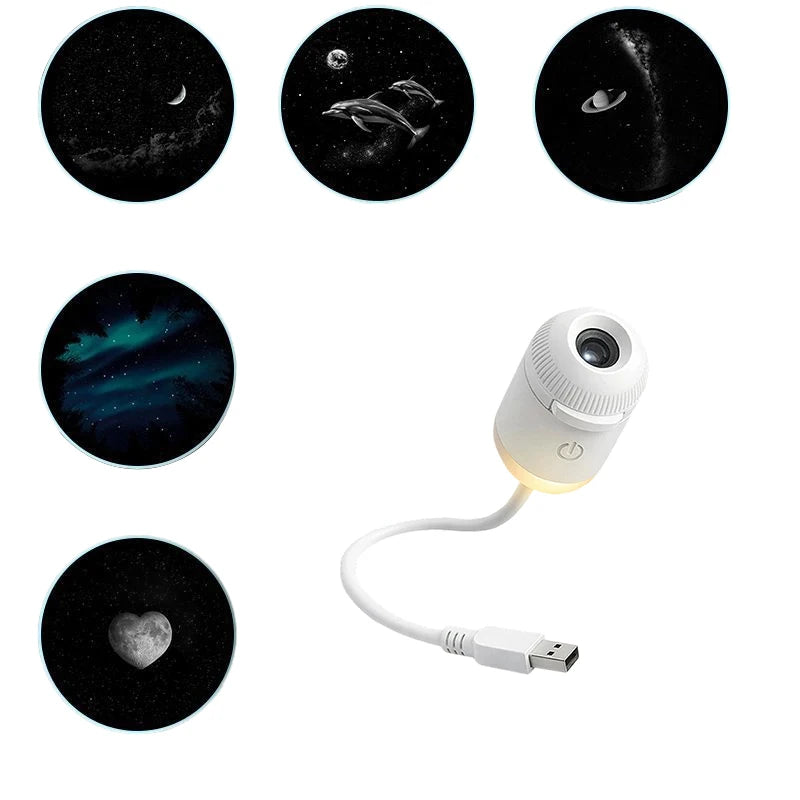 2-In-1 HD Galaxy Star Night Sky Projector Light With Sliding Films USB Power For Bedroom Decor Rotating Dynamic Visual E