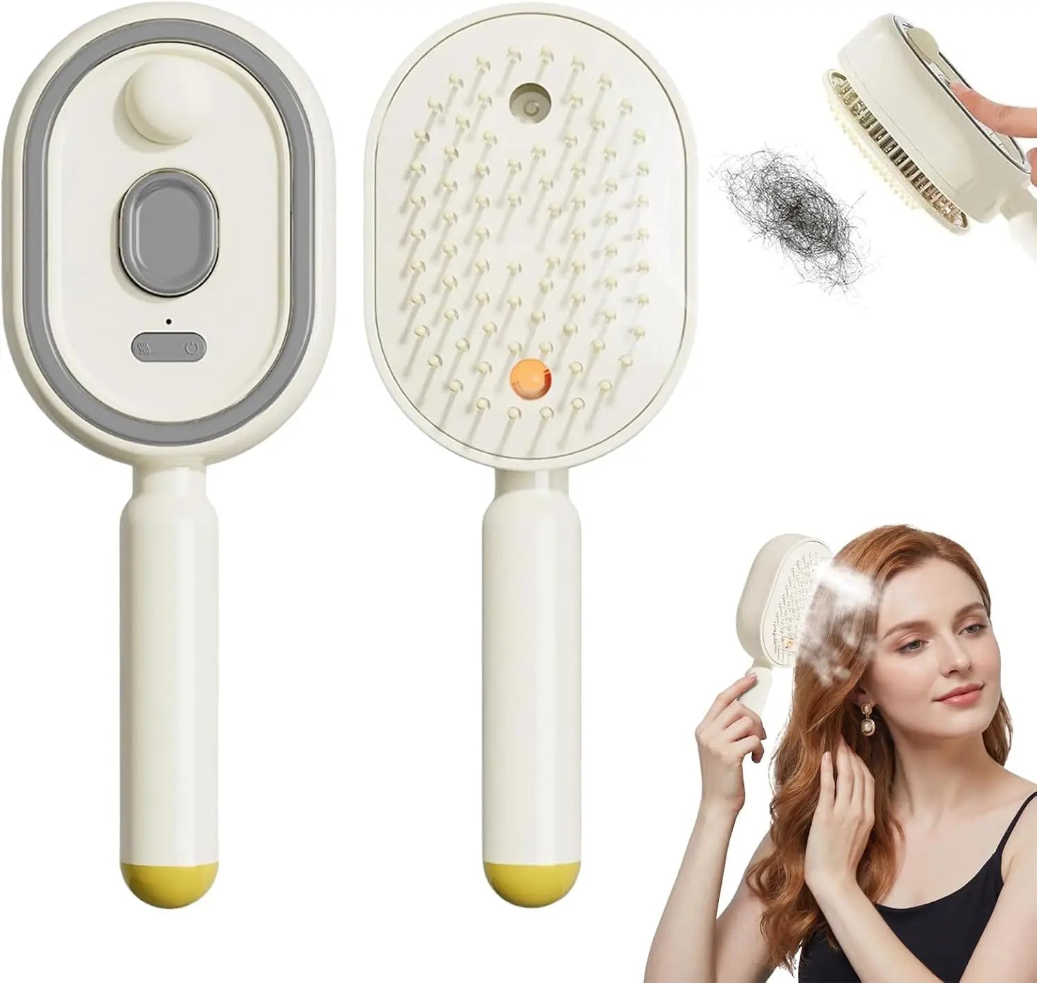 2026 Electric Steaming Hair Straightener Brush Electric Spray Air Cushion Massage Hair Brush Rechargeable Detangling Ste