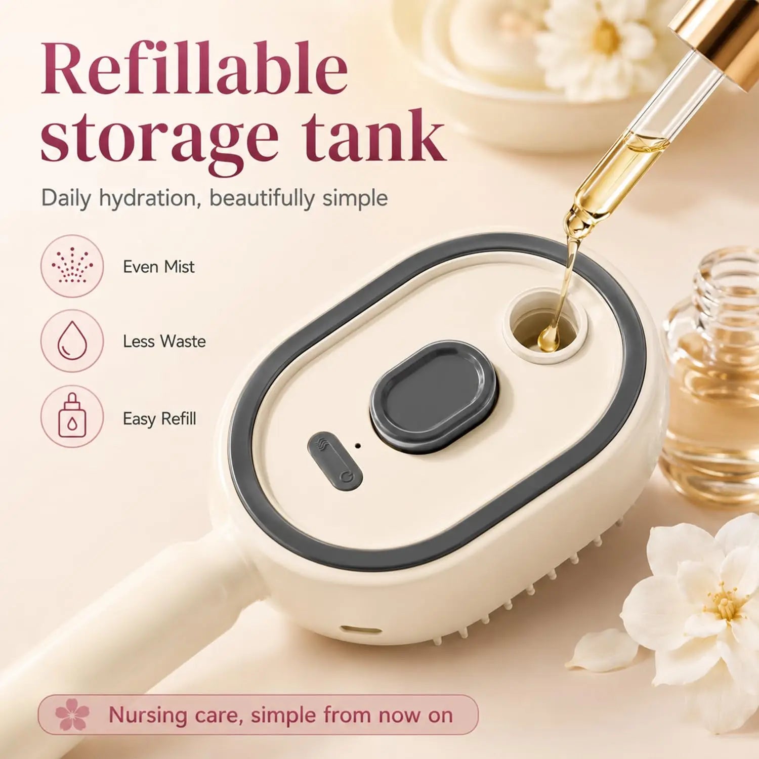 2026 Electric Steaming Hair Straightener Brush Electric Spray Air Cushion Massage Hair Brush Rechargeable Detangling Ste