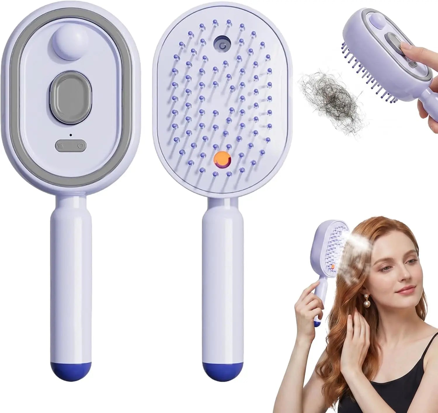 2026 Electric Steaming Hair Straightener Brush Electric Spray Air Cushion Massage Hair Brush Rechargeable Detangling Ste