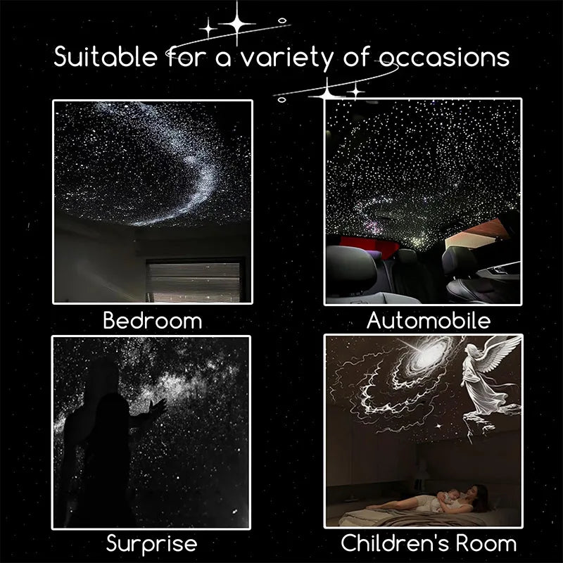 2-In-1 HD Galaxy Star Night Sky Projector Light With Sliding Films USB Power For Bedroom Decor Rotating Dynamic Visual E