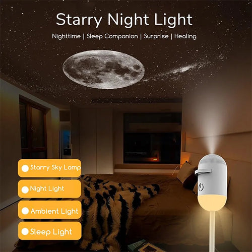 2-In-1 HD Galaxy Star Night Sky Projector Light With Sliding Films USB Power For Bedroom Decor Rotating Dynamic Visual E