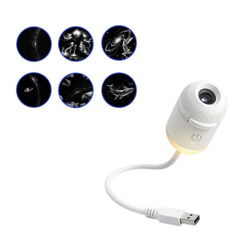 2-In-1 HD Galaxy Star Night Sky Projector Light With Sliding Films USB Power For Bedroom Decor Rotating Dynamic Visual E