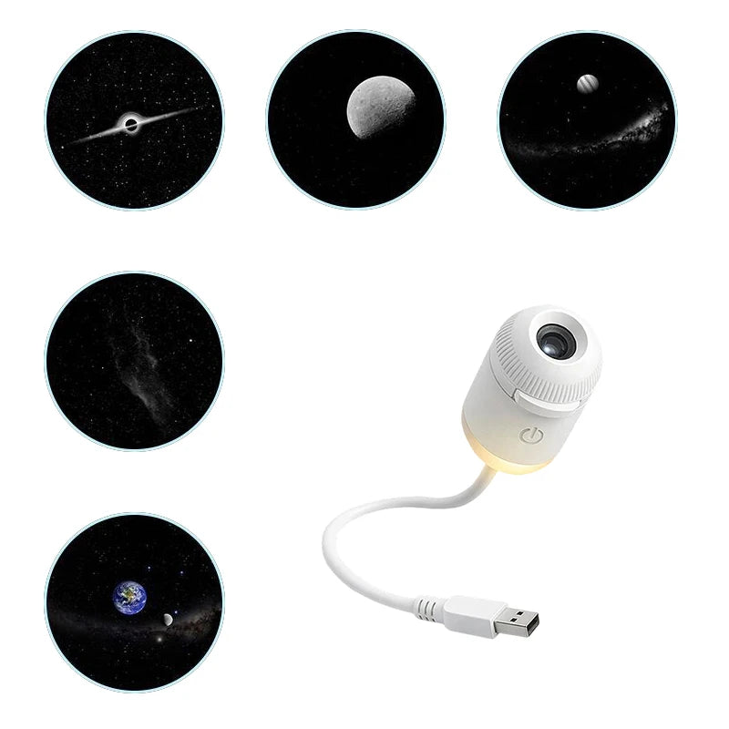 2-In-1 HD Galaxy Star Night Sky Projector Light With Sliding Films USB Power For Bedroom Decor Rotating Dynamic Visual E