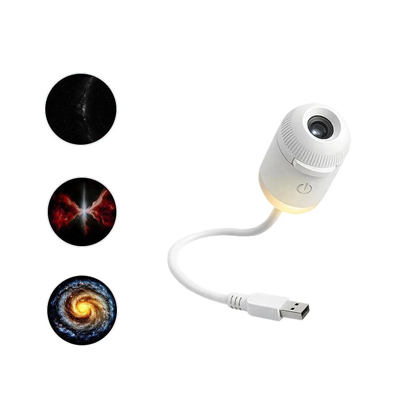 2-In-1 HD Galaxy Star Night Sky Projector Light With Sliding Films USB Power For Bedroom Decor Rotating Dynamic Visual E